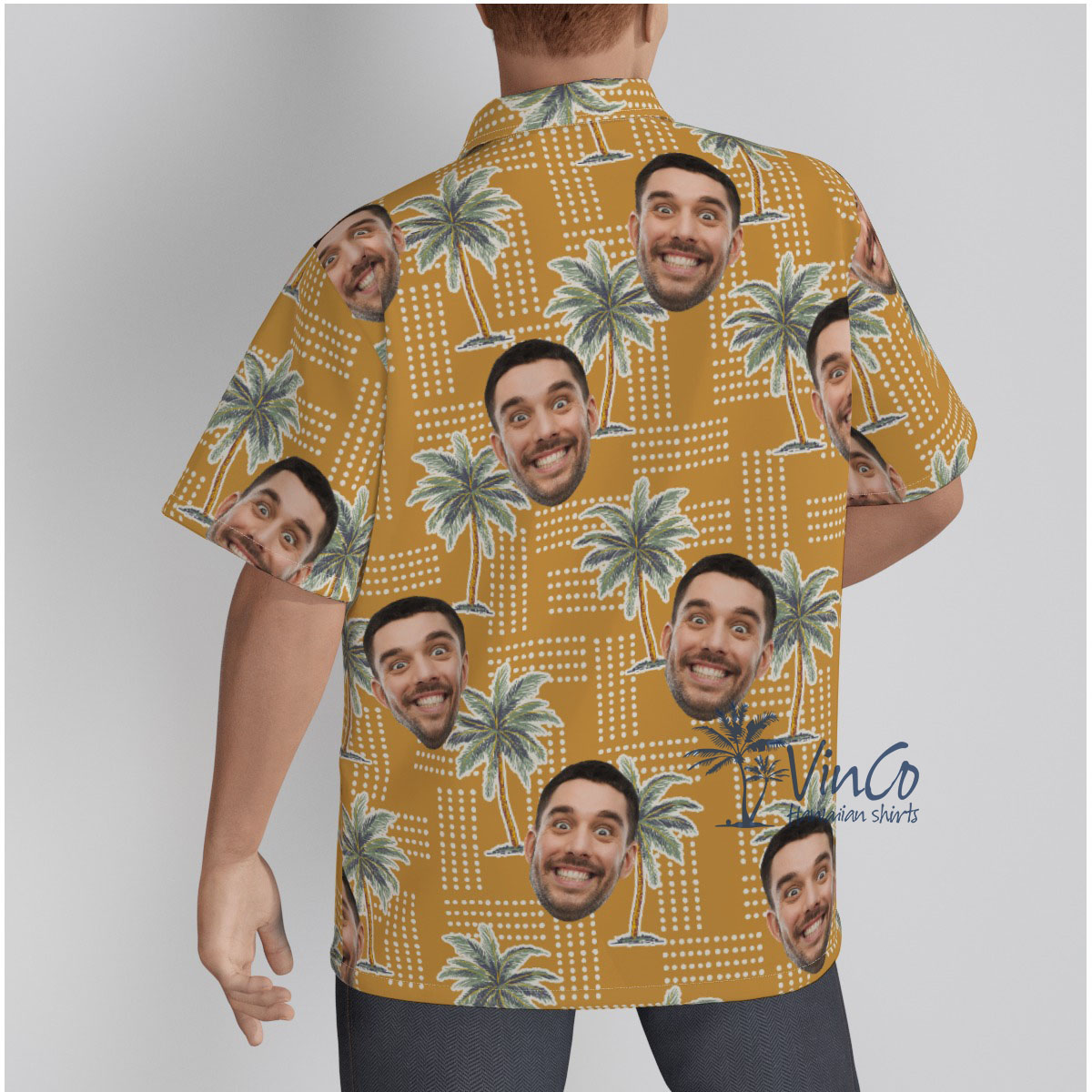 Vintage Palm Tree Custom Face Hawaiian Shirt For Men