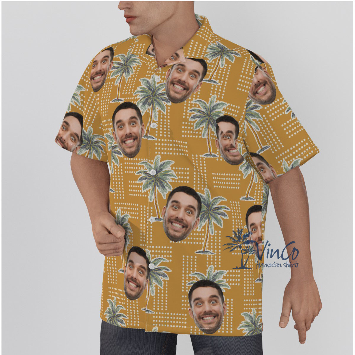 Vintage Palm Tree Custom Face Hawaiian Shirt For Men