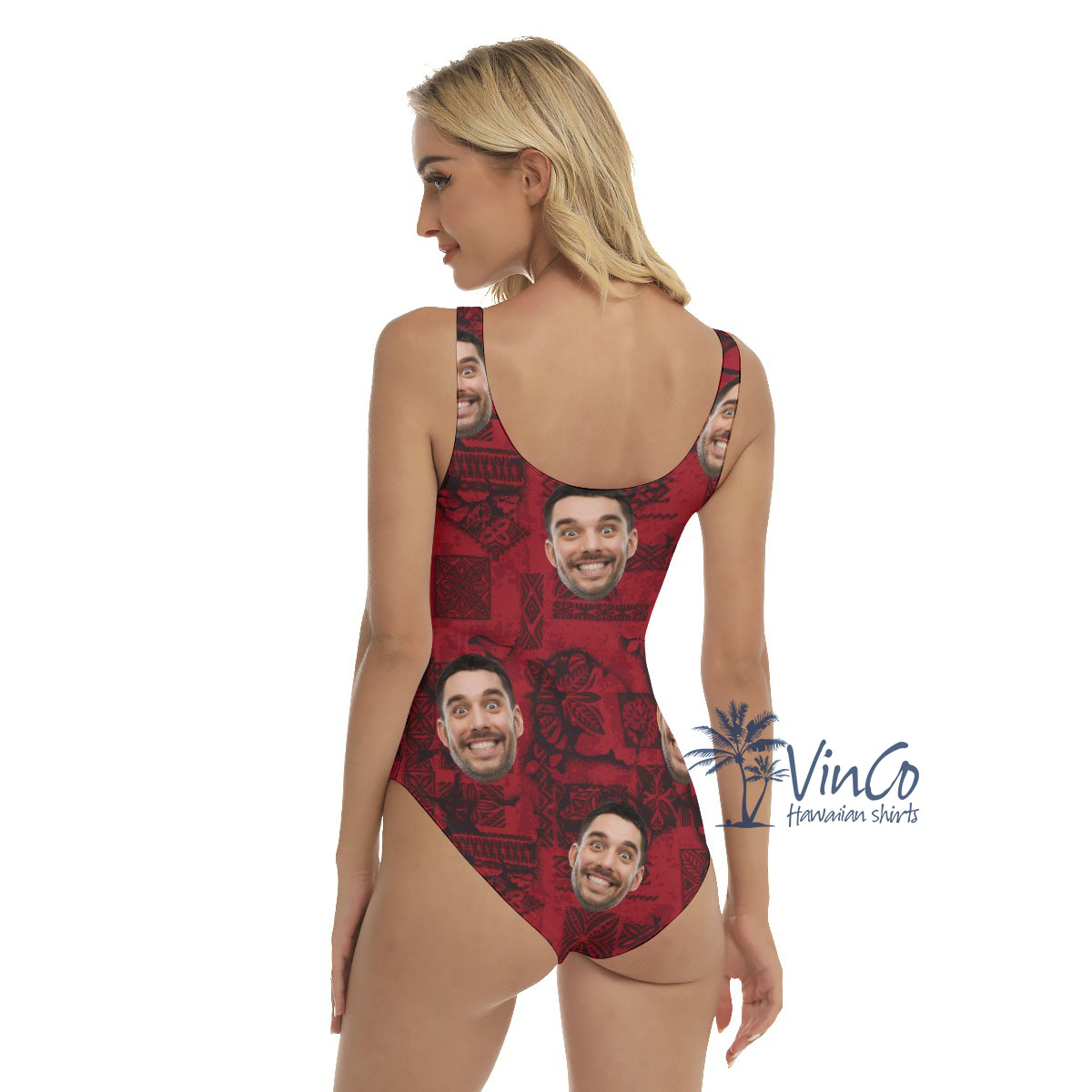 Vintage Custom Face Women's Beach Swimsuit