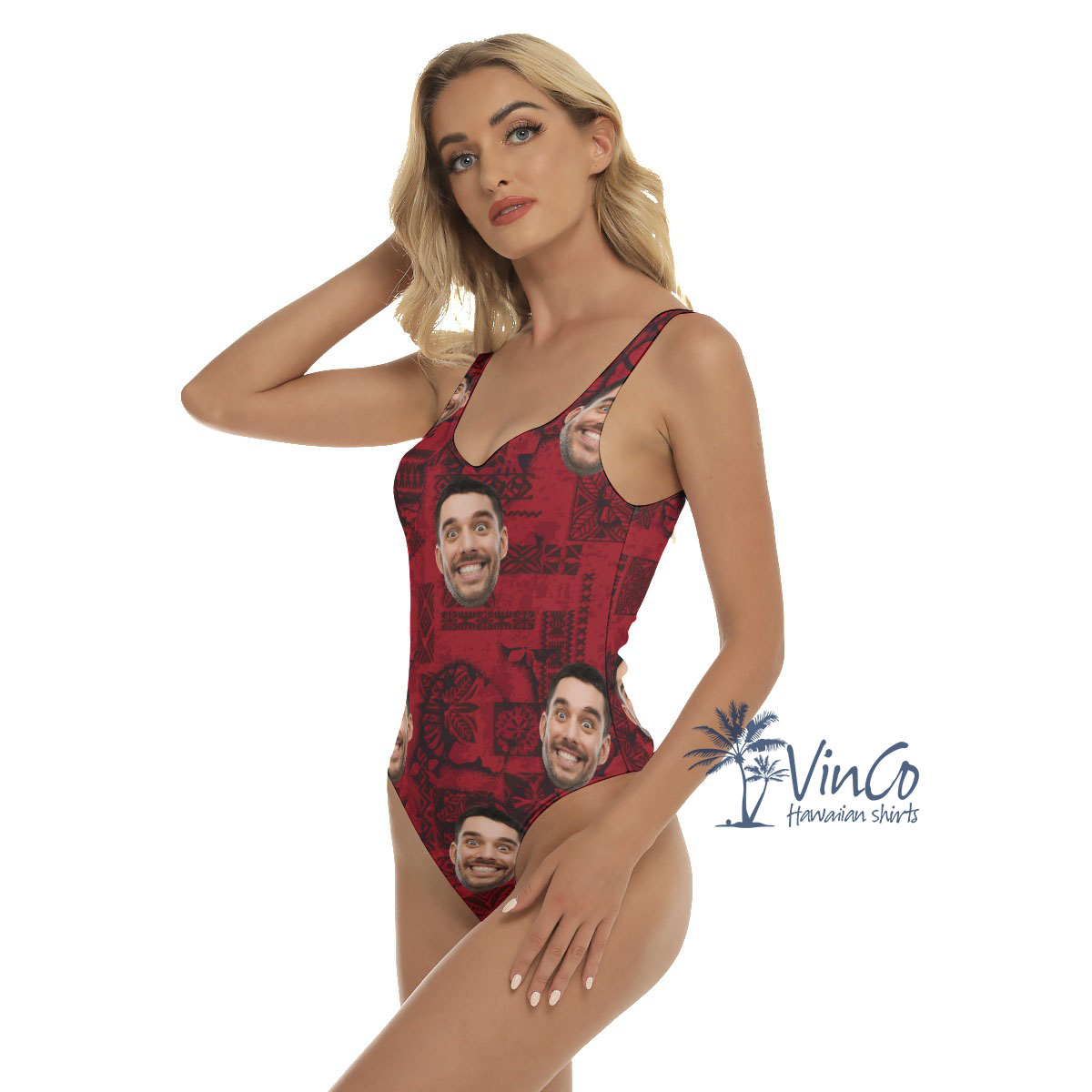 Vintage Custom Face Women's Beach Swimsuit
