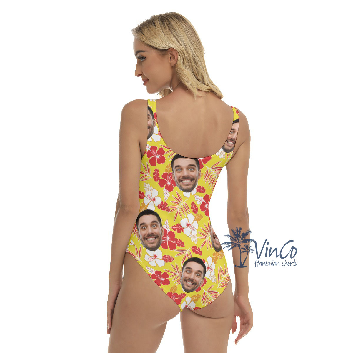 Yellow Hibiscus Custom Women's Swimsuit With