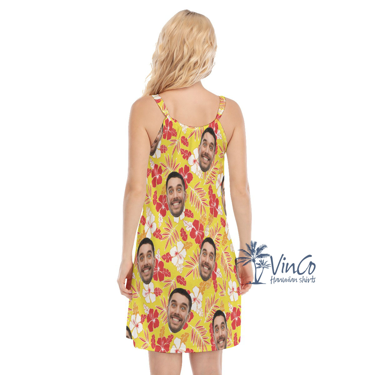 Yellow Hibiscus Custom Women's Hawaiian Dress With Photo