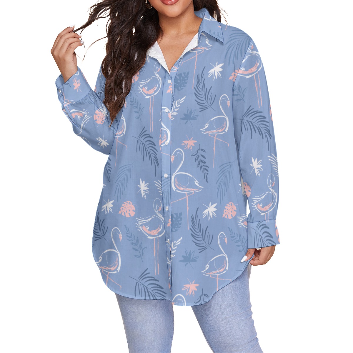 Cool Flamingo Plus Size Hawaiian Shirt For Women - variant image 1