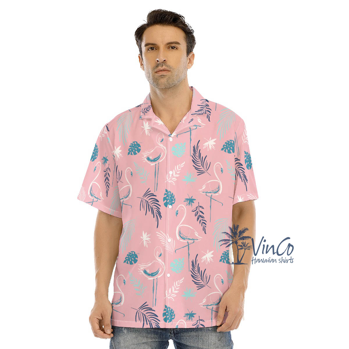 Men's Pink Flamingo Hawaiian Shirt - variant image 1