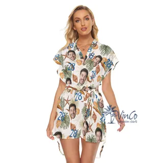 Tropical Seashell Birthday Hawaiian Dresses With Custom Face And Age