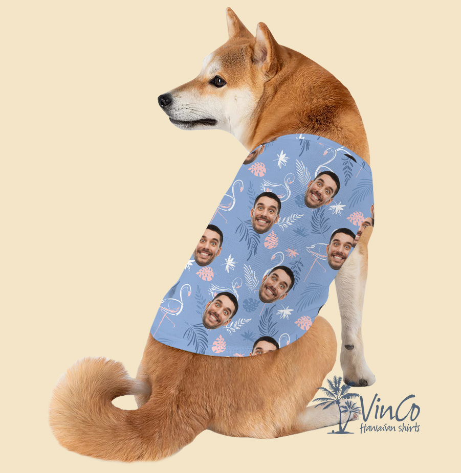 Flamingo Custom Dog Hawaiian Shirt With Faces - variant image 1