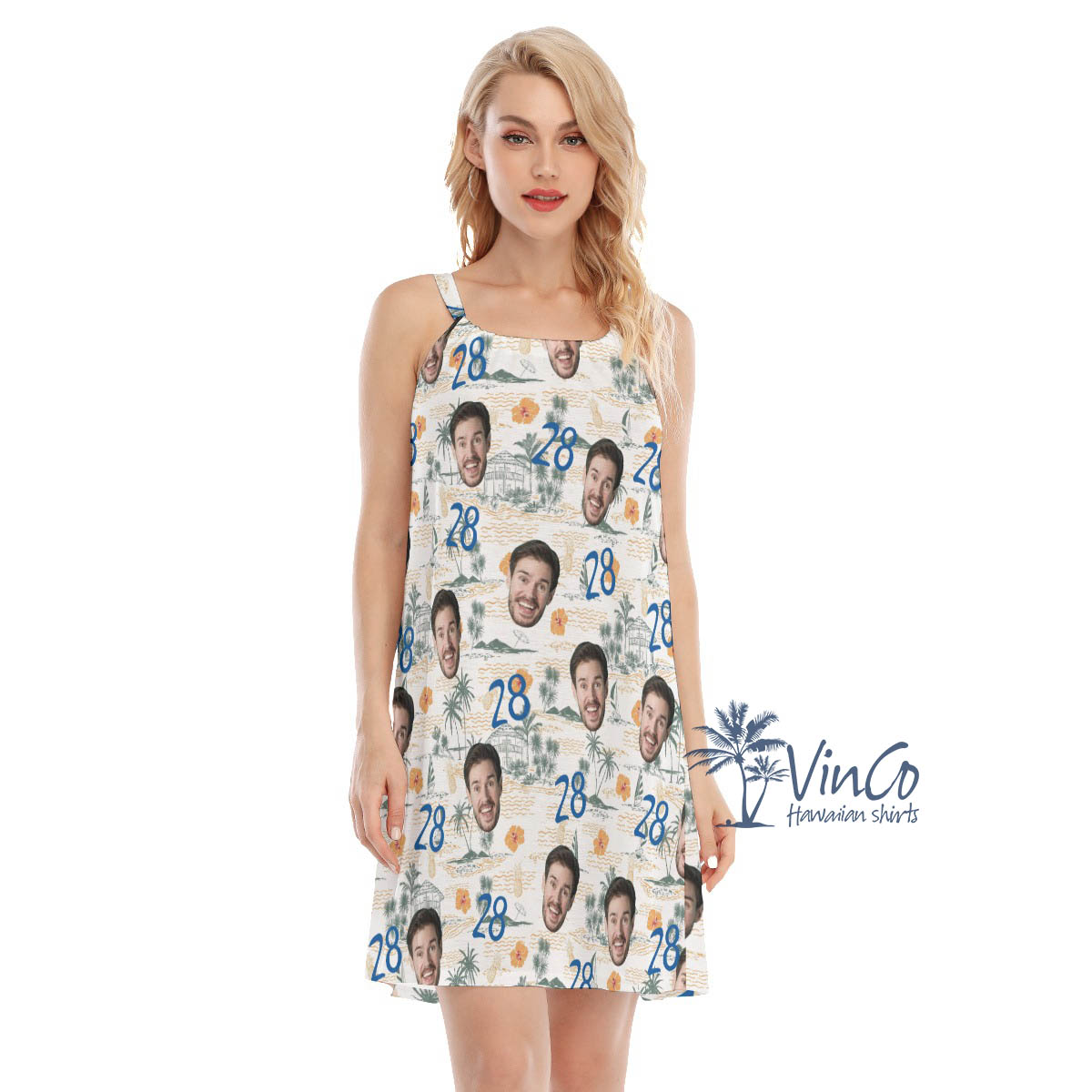 Custom Tropical Birthday Aloha Cami Dress With Face And Age - variant image 1