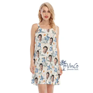 Custom Tropical Birthday Aloha Cami Dress With Face And Age