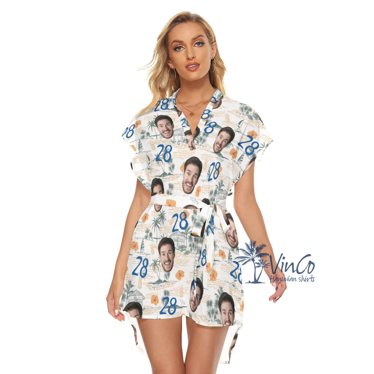 Custom Birthday Tropical Hawaiian Dresses With Face And Age - variant image 1