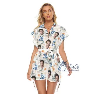 Custom Birthday Tropical Hawaiian Dresses With Face And Age
