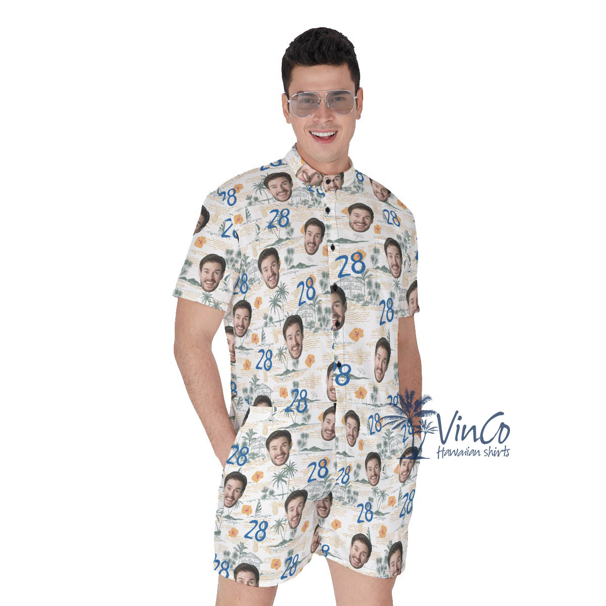 Custom Tropical Birthday Hawaiian Romper With Face And Age - variant image 1