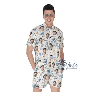 Custom Tropical Birthday Hawaiian Romper With Face And Age
