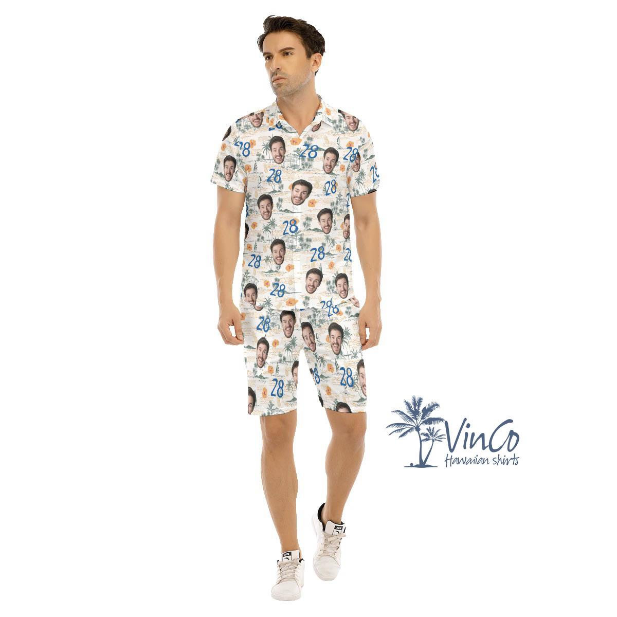 Custom Face Birthday Tropical Hawaiian Shirt And Matching Shorts For Men - variant image 1