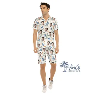Custom Face Birthday Tropical Hawaiian Shirt And Matching Shorts For Men