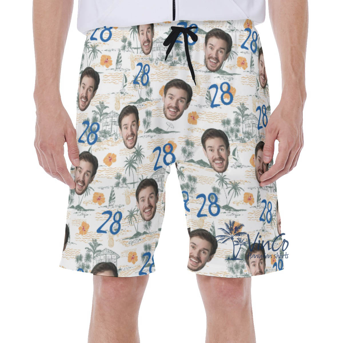 Funny Tropical Birthday Hawaiian Swimwear With Custom Face And Age - variant image 1