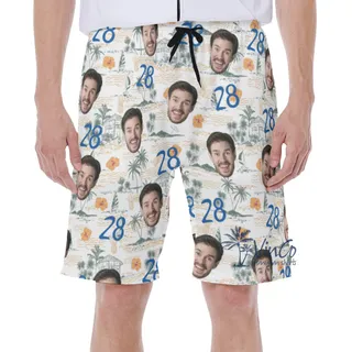 Funny Tropical Birthday Hawaiian Swimwear With Custom Face And Age