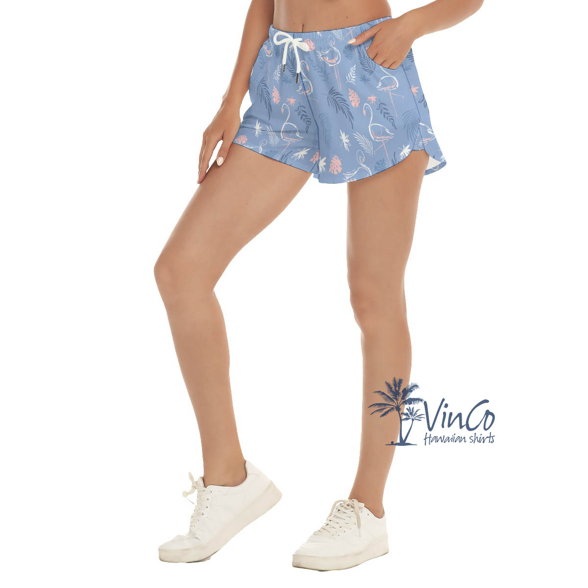 Flamingo Hawaiian Beach Shorts For Women