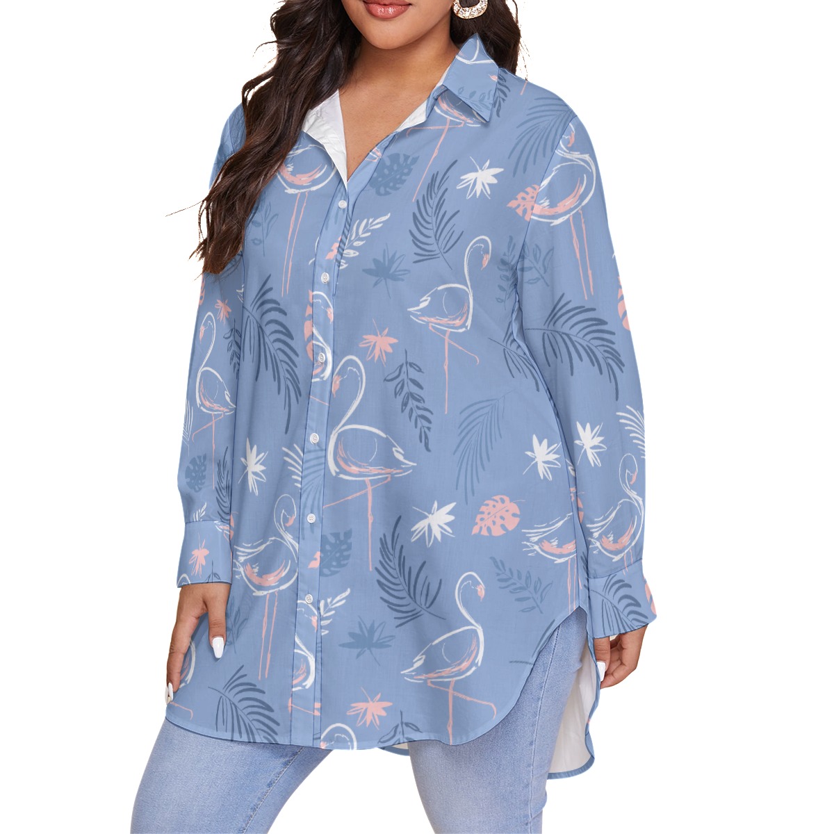 Cool Flamingo Plus Size Hawaiian Shirt For Women