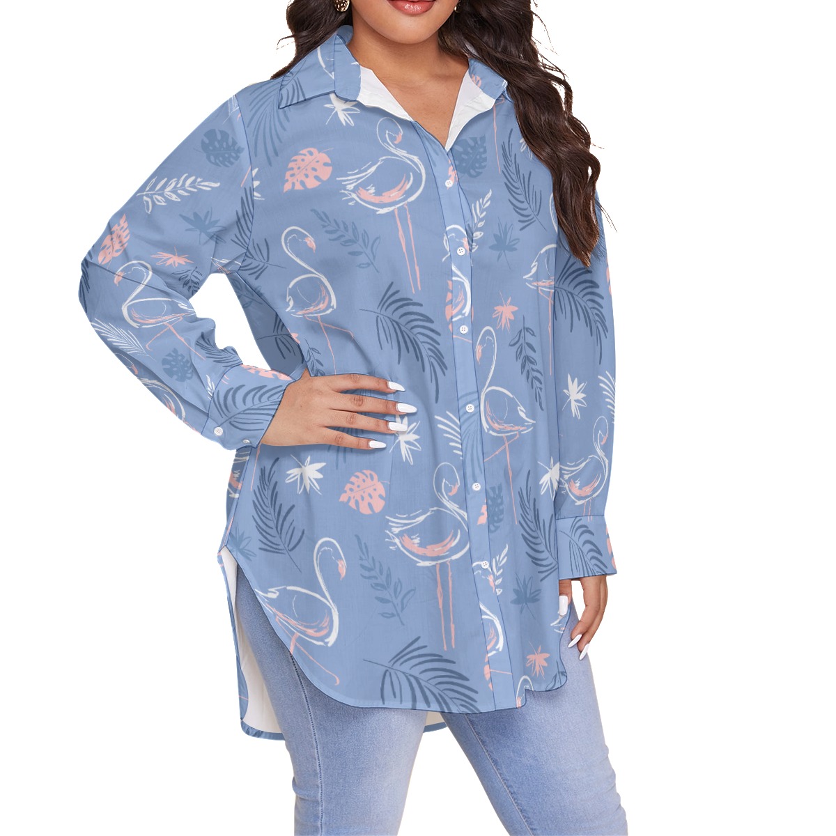 Cool Flamingo Plus Size Hawaiian Shirt For Women