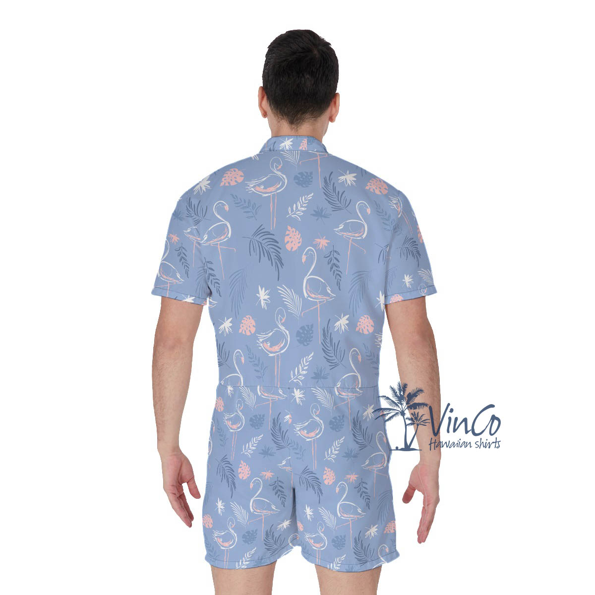 Cool Flamingo Hawaiian Romper For Men
