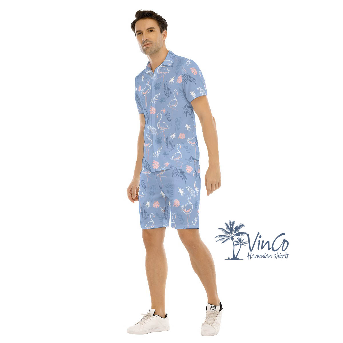Men's Flamingo Aloha Shirt Shorts For Vacation