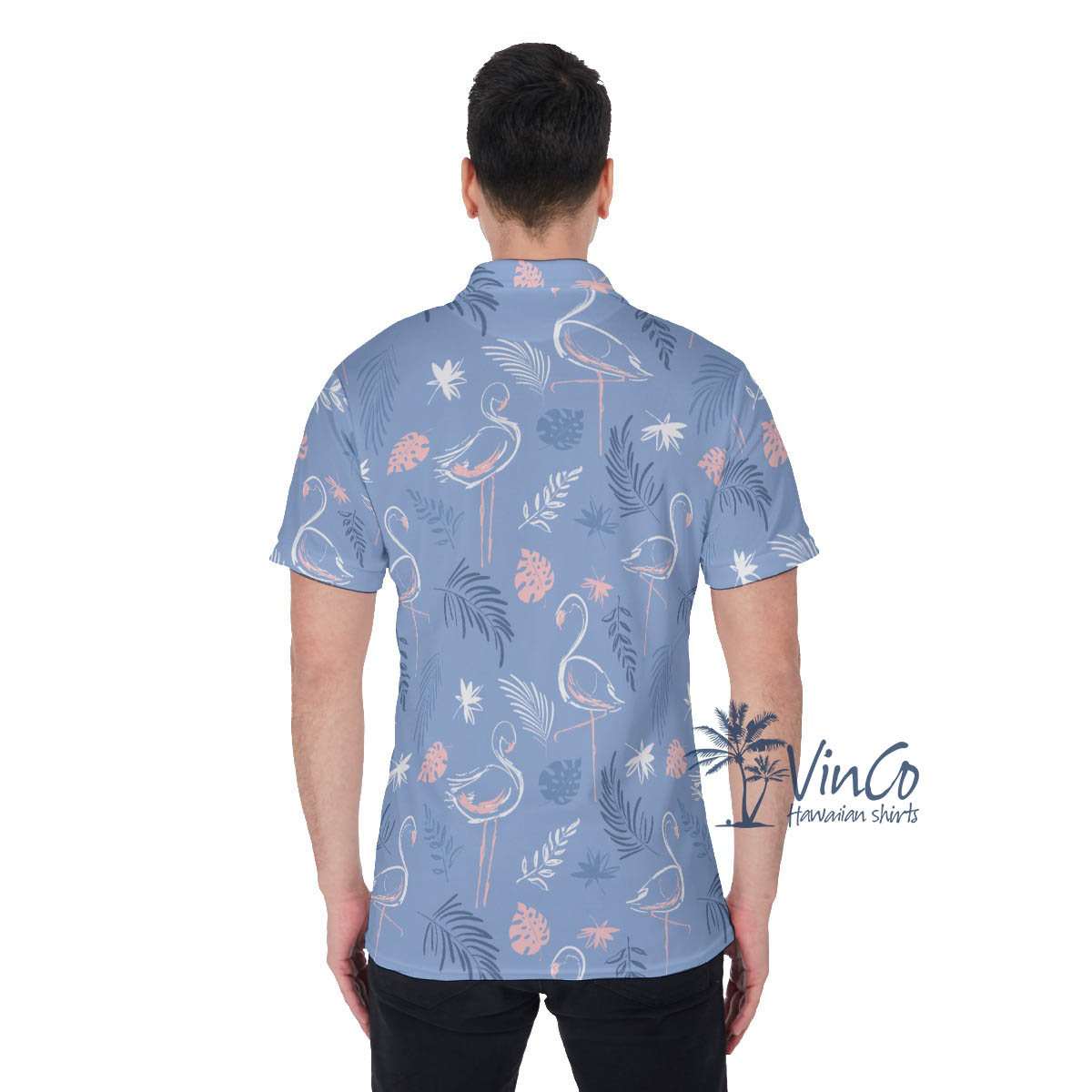 Purple Flamingo Hawaiian Polo Shirt For Men