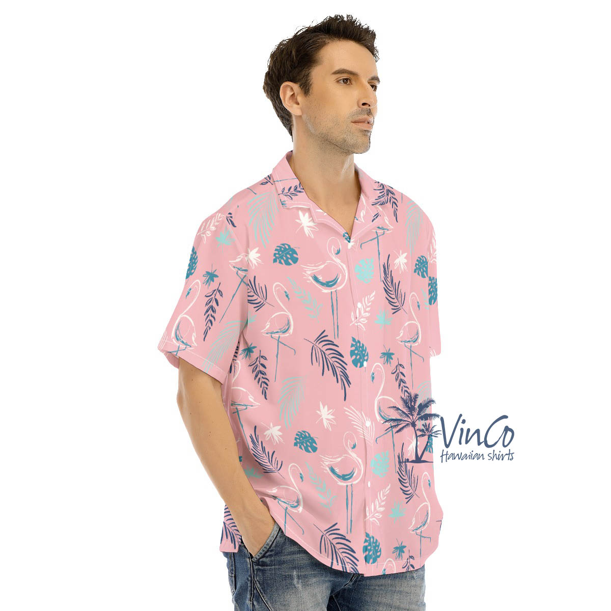 Men's Pink Flamingo Hawaiian Shirt