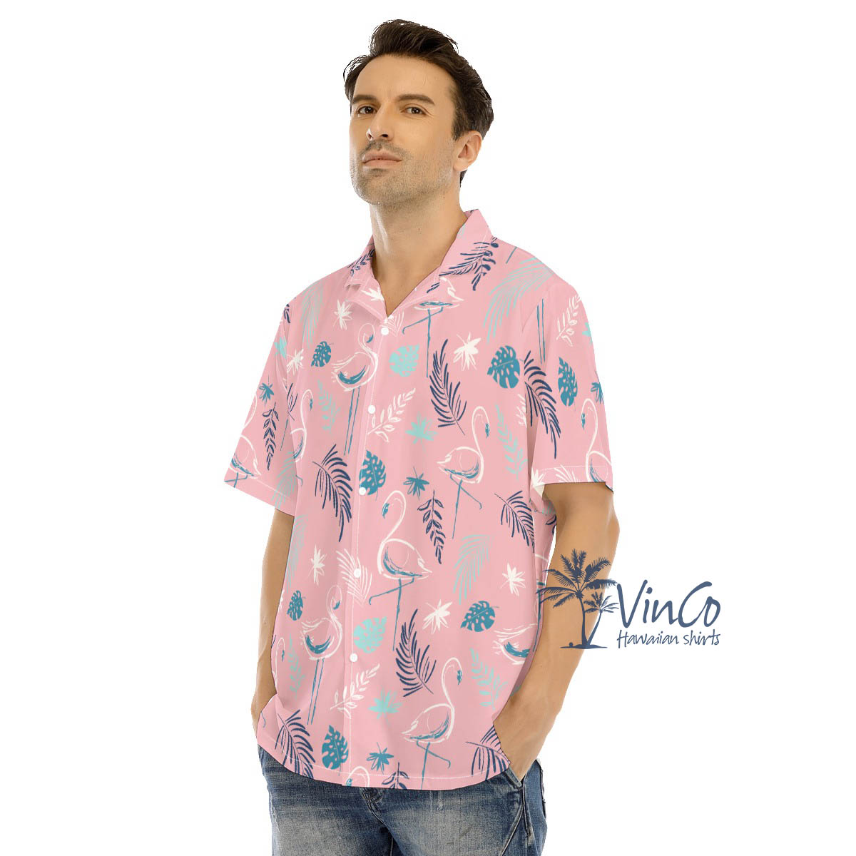 Men's Pink Flamingo Hawaiian Shirt