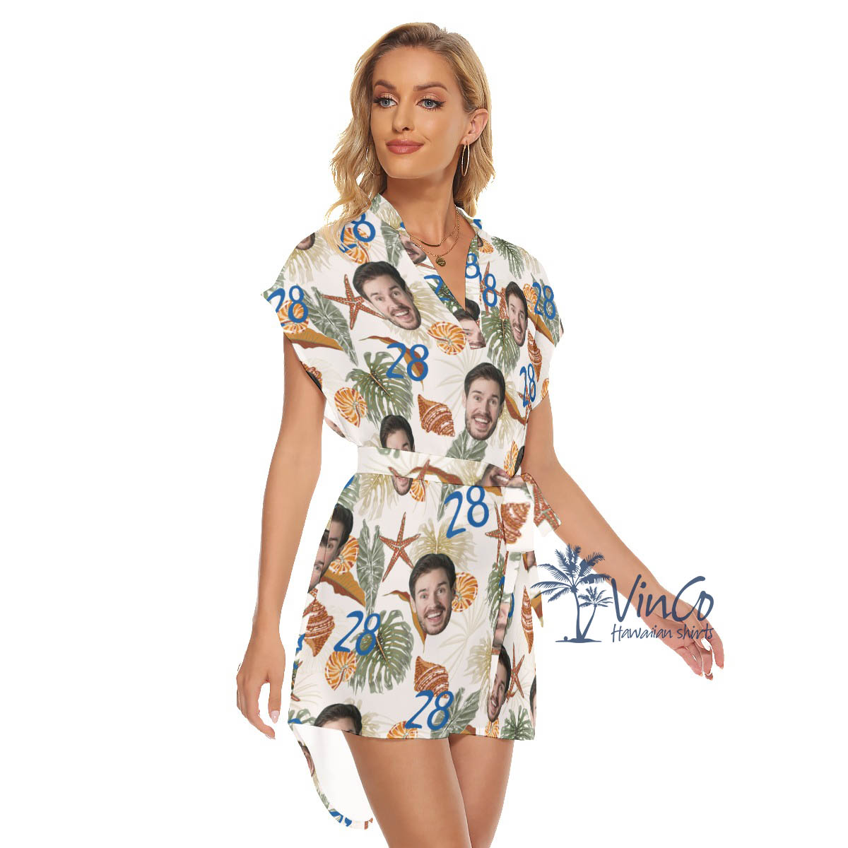 Tropical Seashell Birthday Hawaiian Dresses With Custom Face And Age