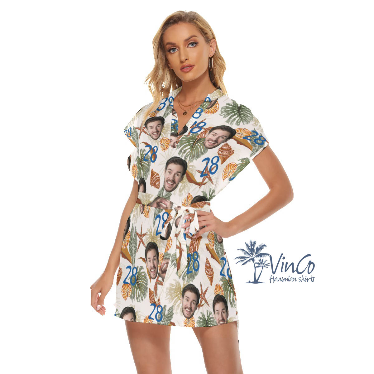 Tropical Seashell Birthday Hawaiian Dresses With Custom Face And Age