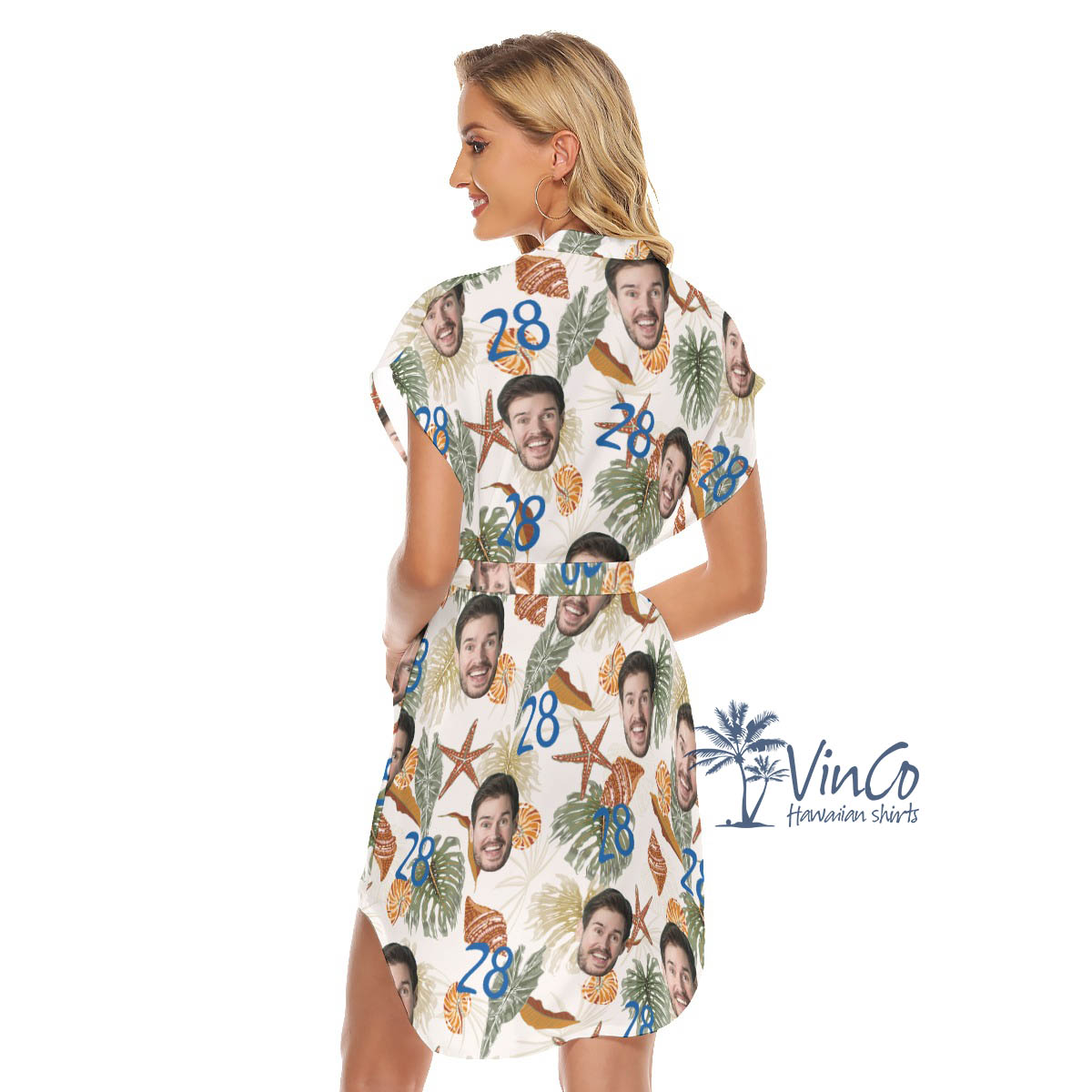 Tropical Seashell Birthday Hawaiian Dresses With Custom Face And Age