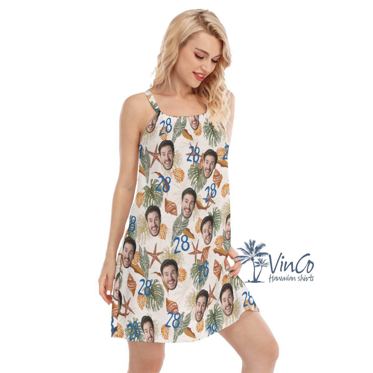 Funny Tropical Seashell Birthday Hawaiian Dresses With Custom Face