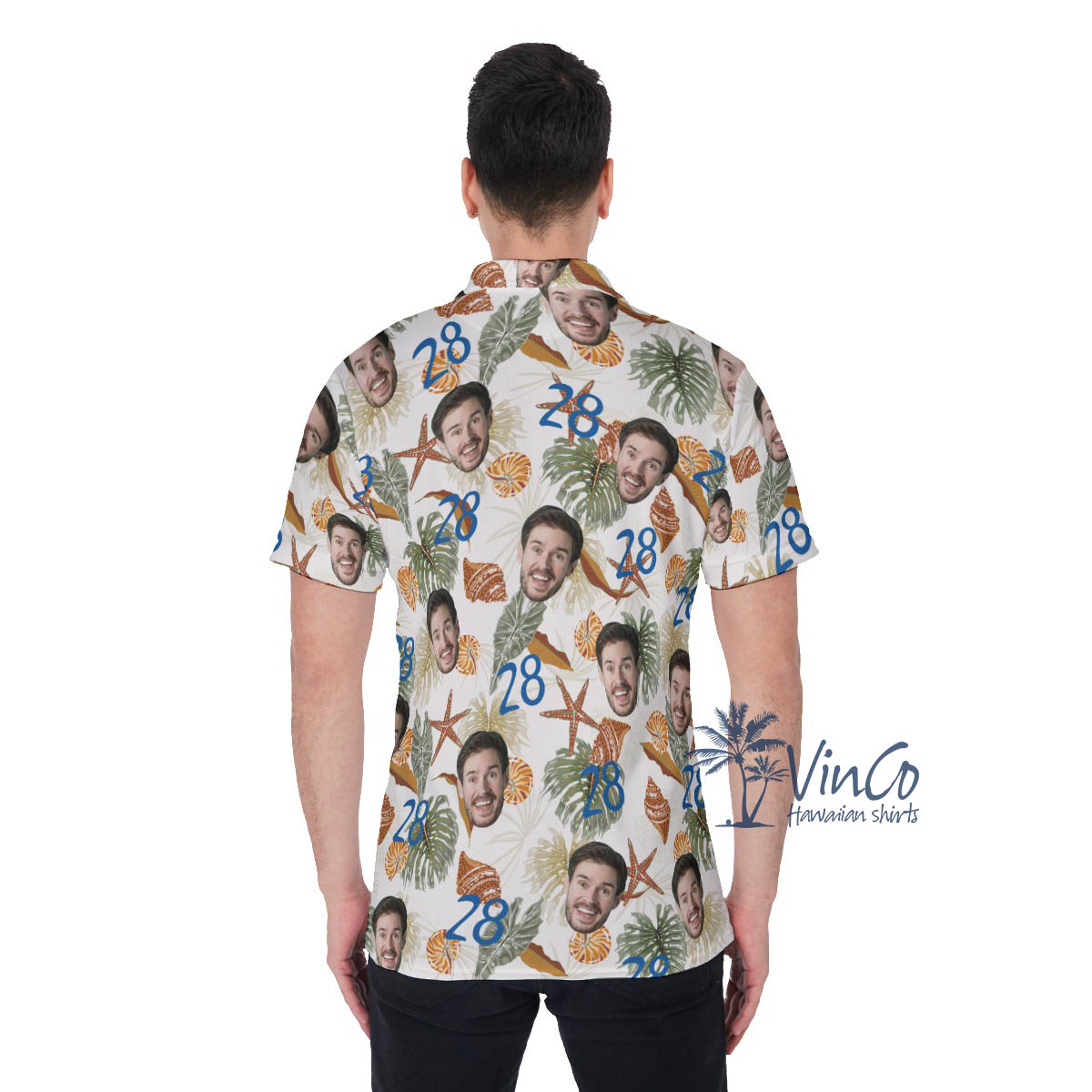 Funny Birthday Gift Custom Tropical Seashell Hawaiian Polo Shirt With Face And Age