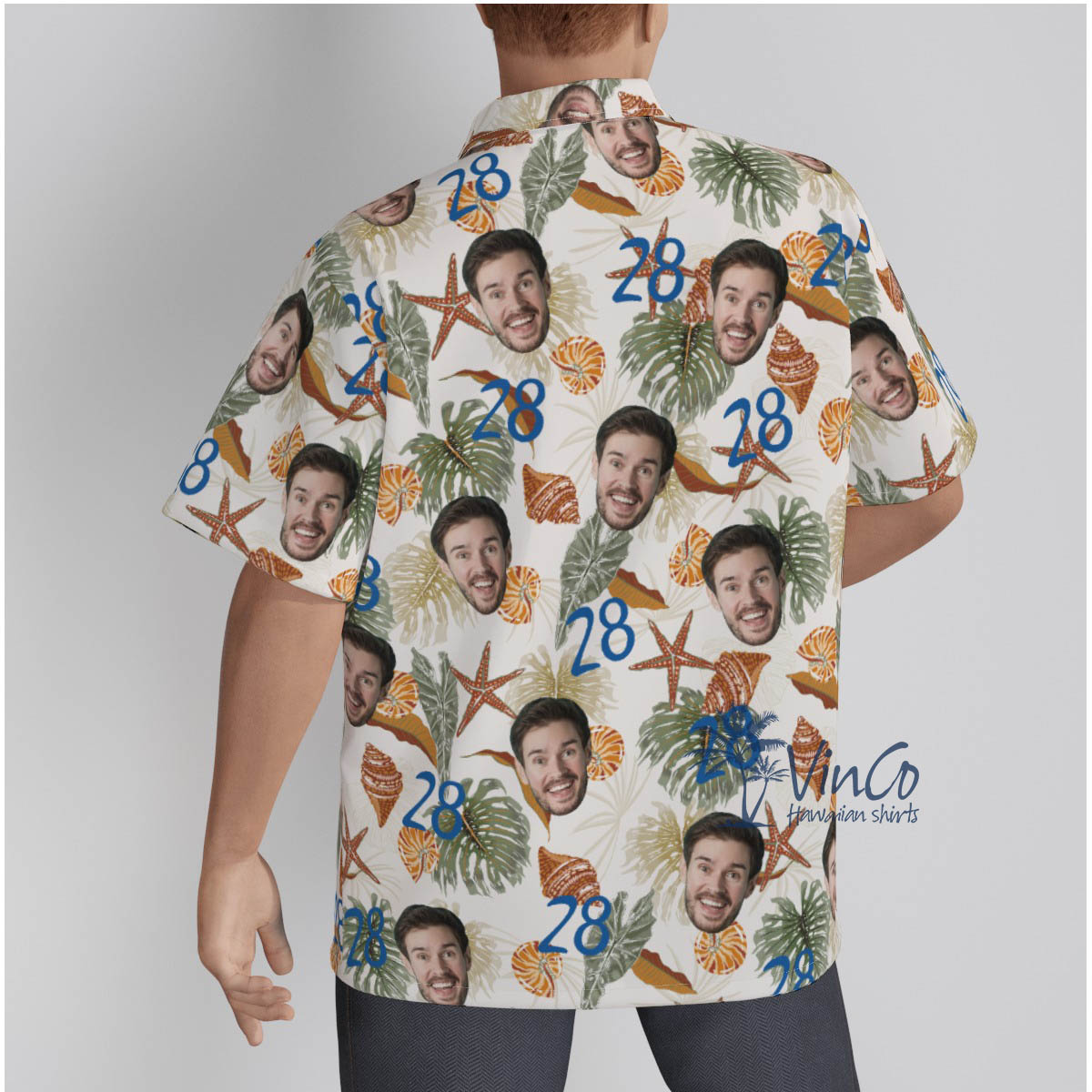 Custom Face Birthday Tropical Seashell Hawaiian Shirt