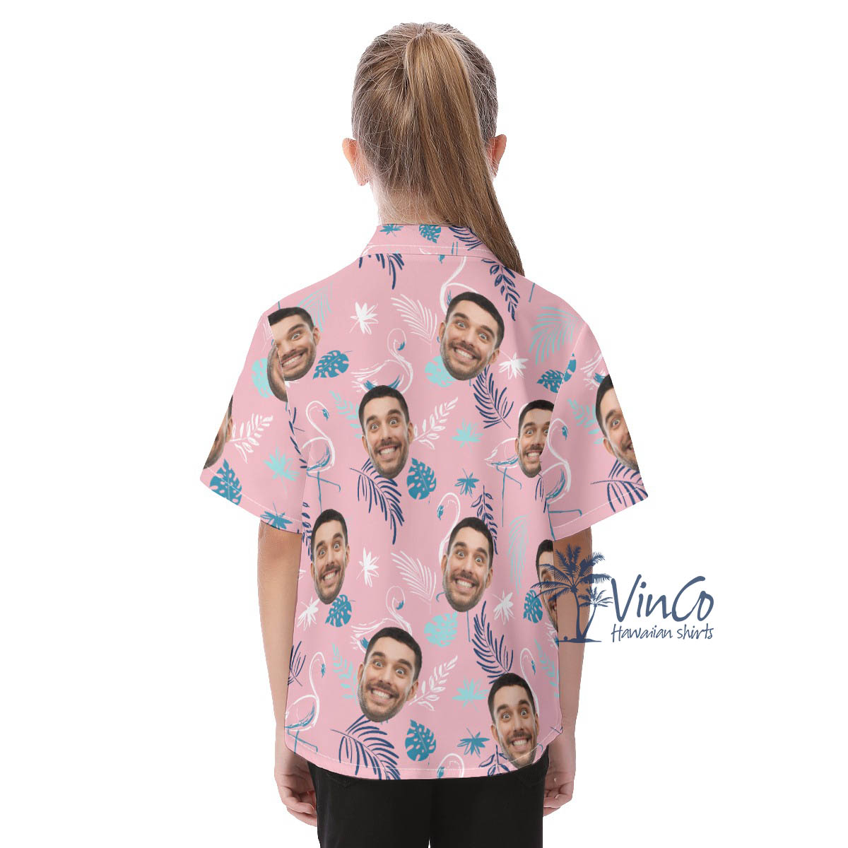 Pink Flamingo Custom Hawaiian Shirt With Faces For Kids