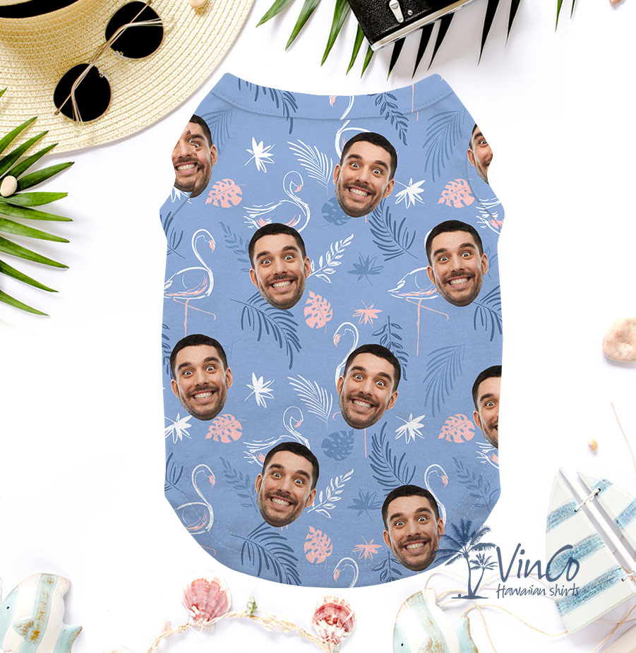 Flamingo Custom Dog Hawaiian Shirt With Faces
