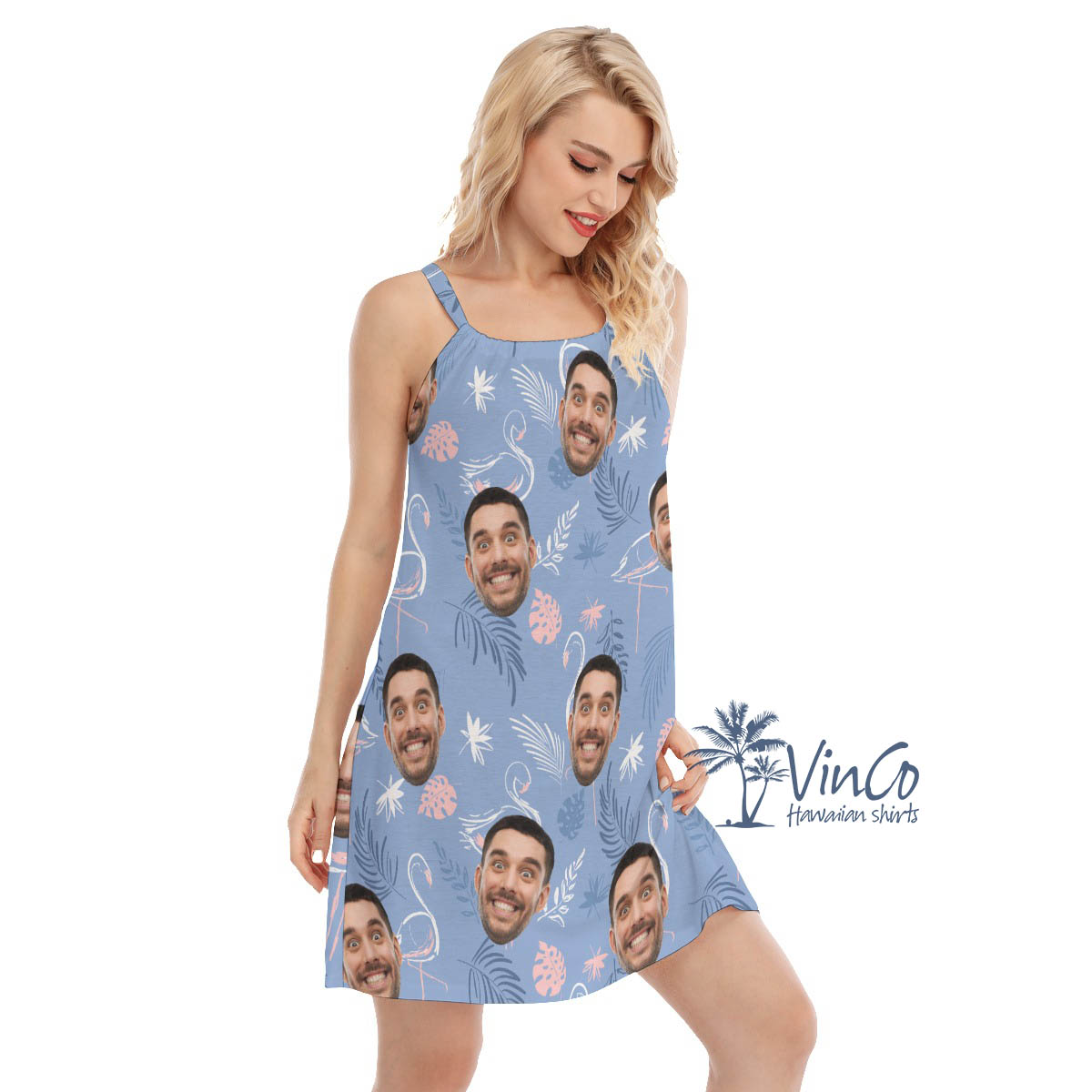 Flamingo Custom Face Aloha Cami Dress For Women