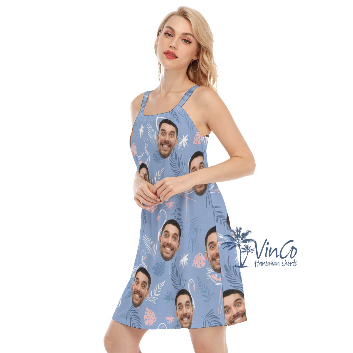 Flamingo Custom Face Aloha Cami Dress For Women