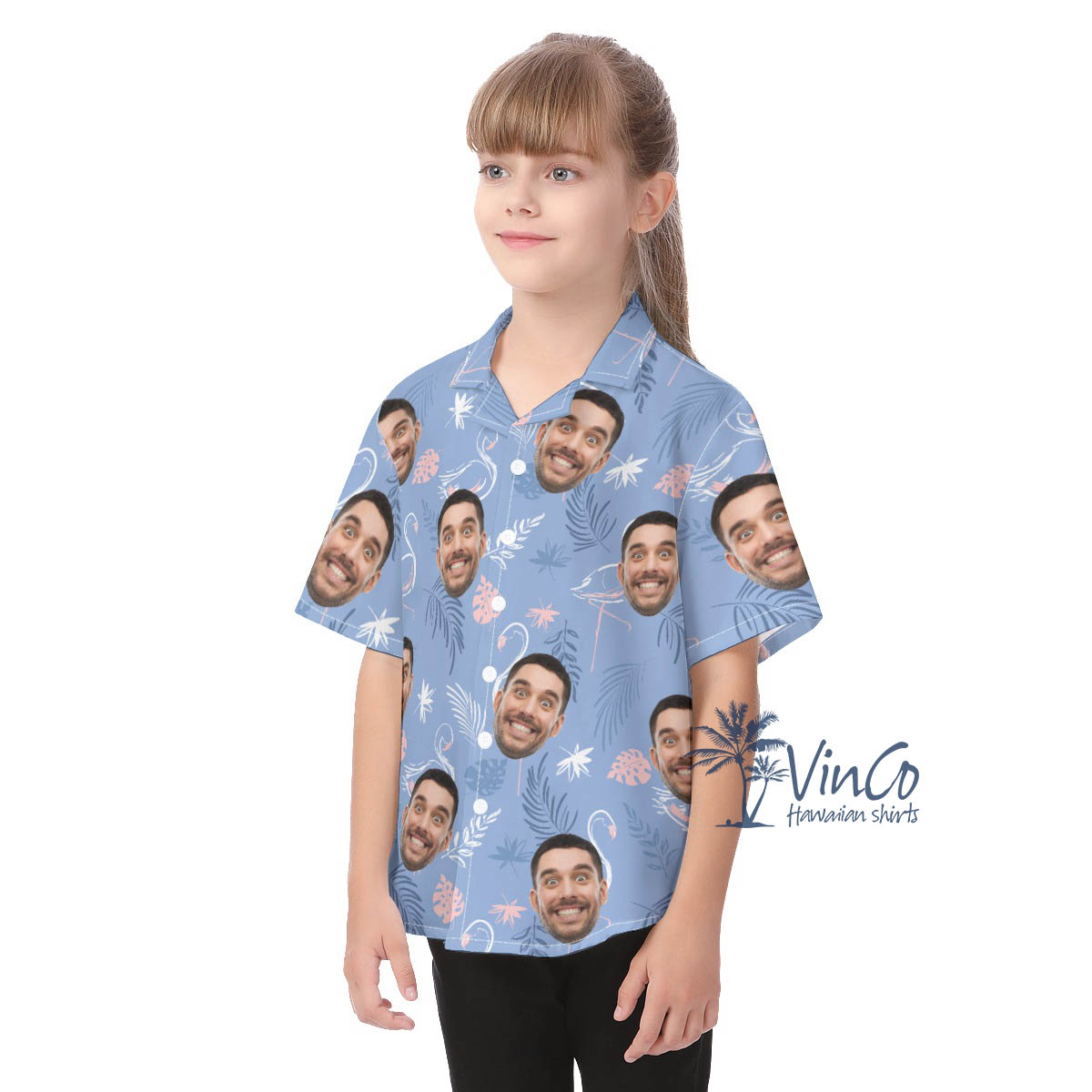 Flamingo Custom Aloha Shirt With Faces For Kids