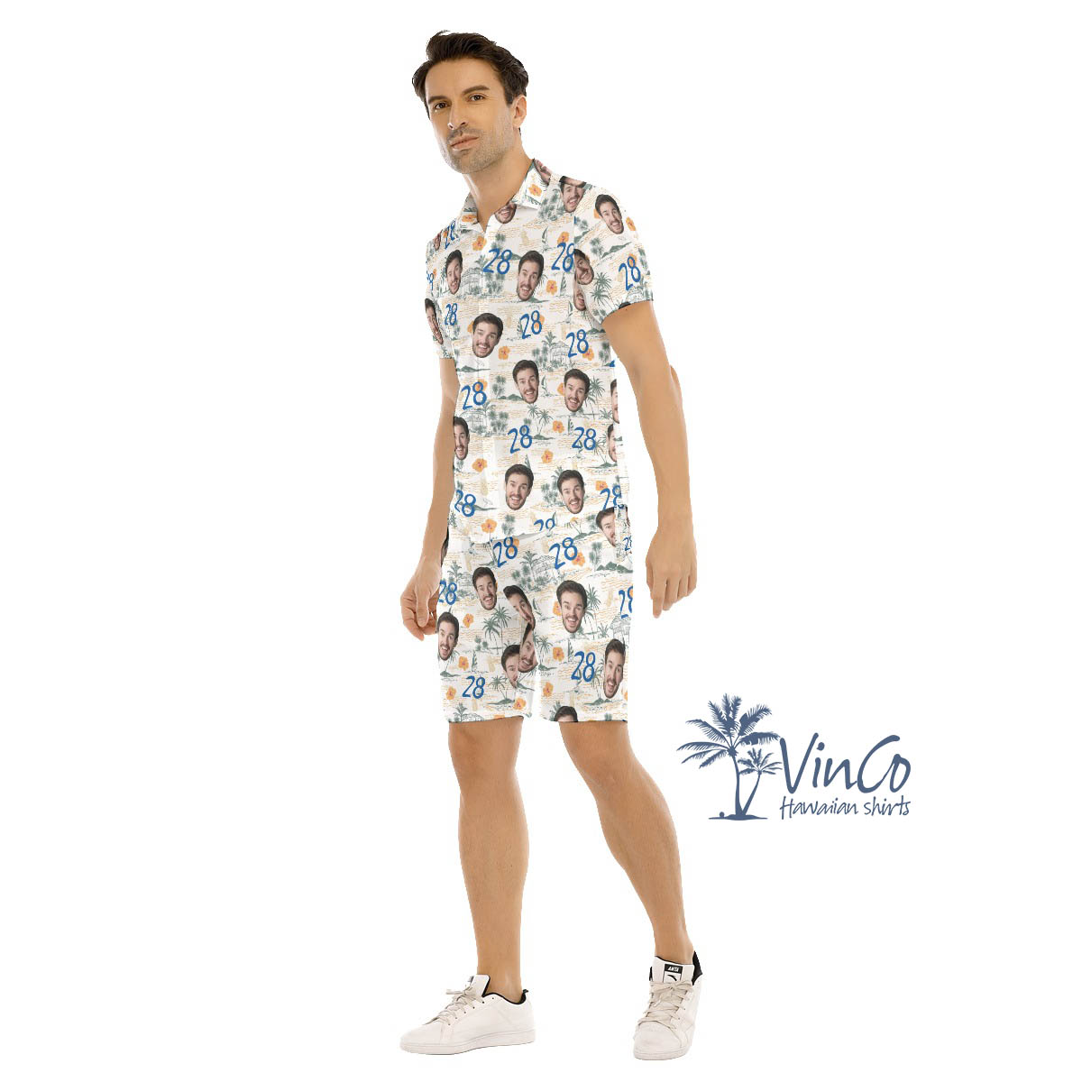 Custom Face Birthday Tropical Hawaiian Shirt And Matching Shorts For Men