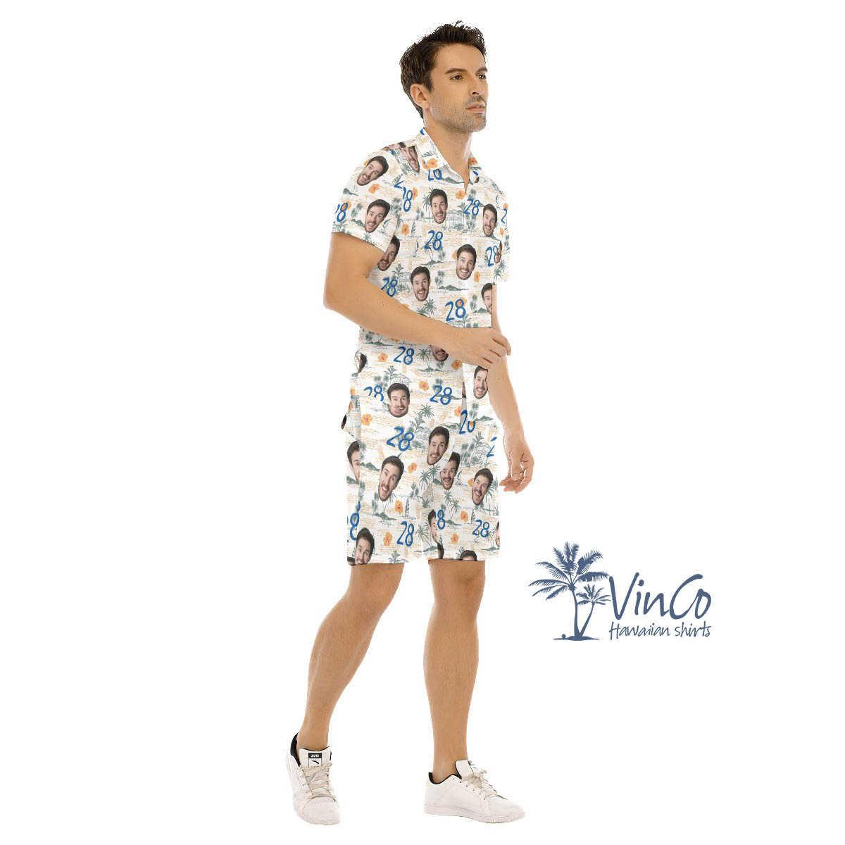 Custom Face Birthday Tropical Hawaiian Shirt And Matching Shorts For Men