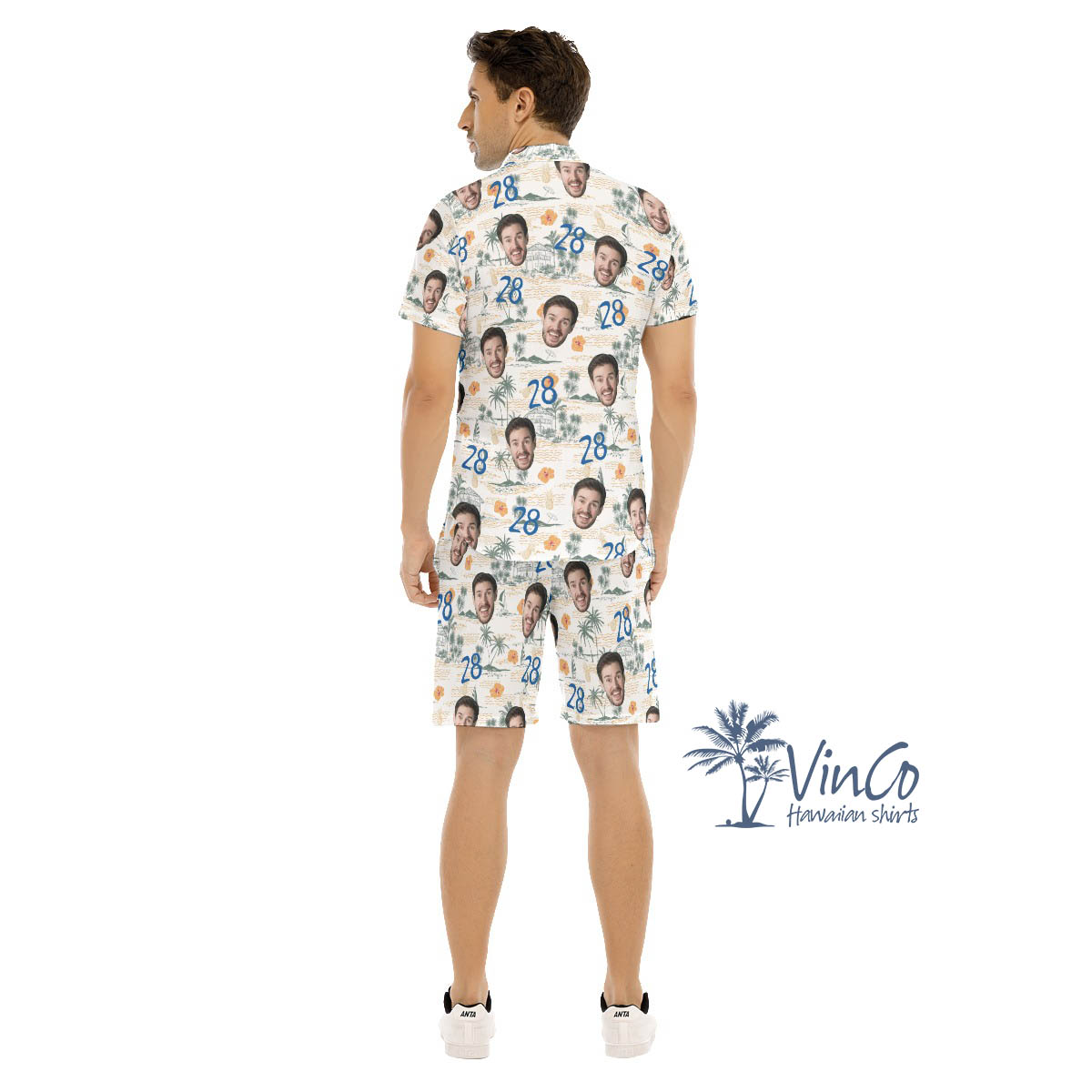 Custom Face Birthday Tropical Hawaiian Shirt And Matching Shorts For Men