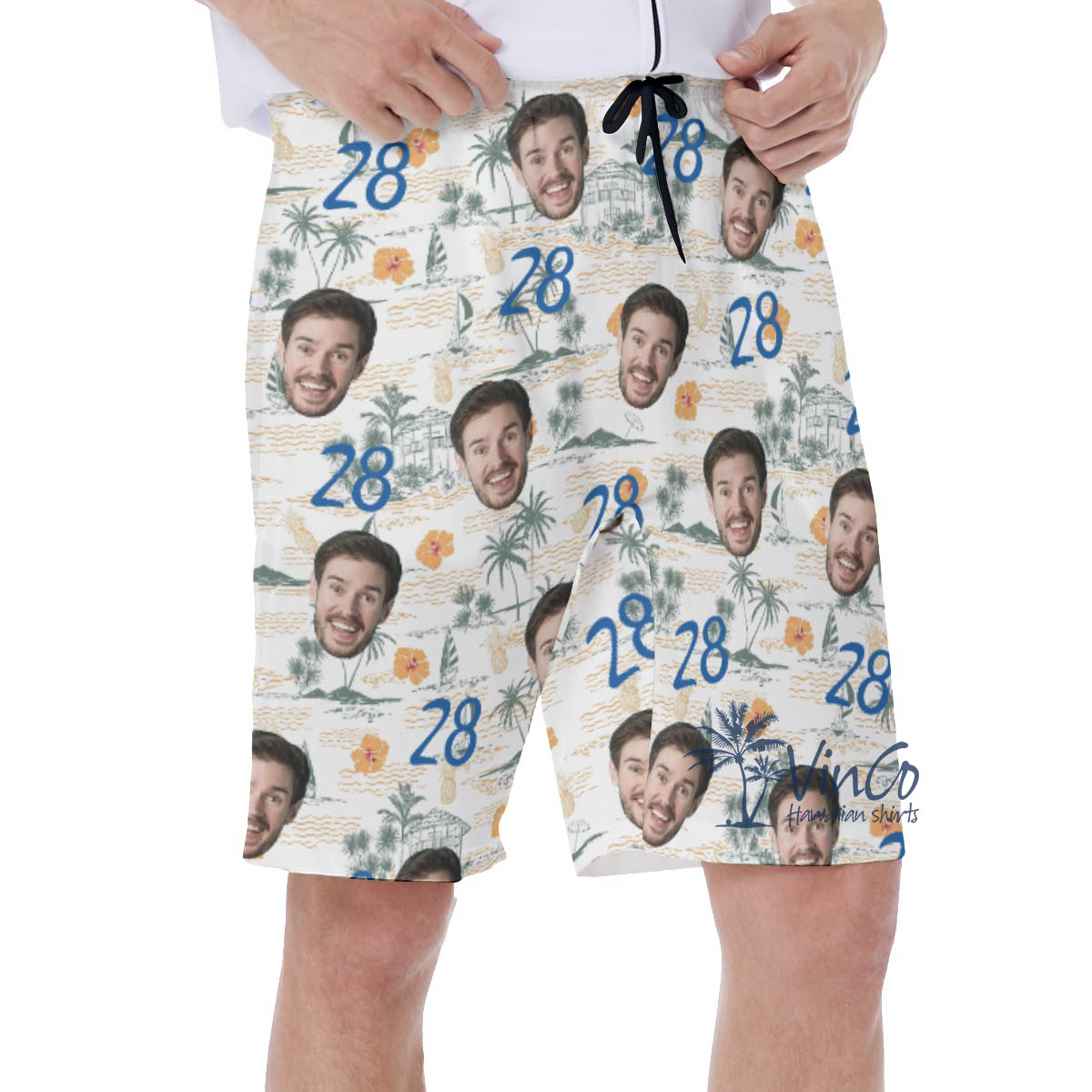 Funny Tropical Birthday Hawaiian Swimwear With Custom Face And Age