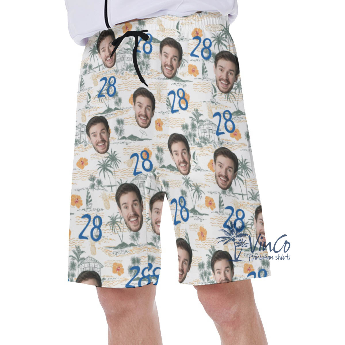 Funny Tropical Birthday Hawaiian Swimwear With Custom Face And Age