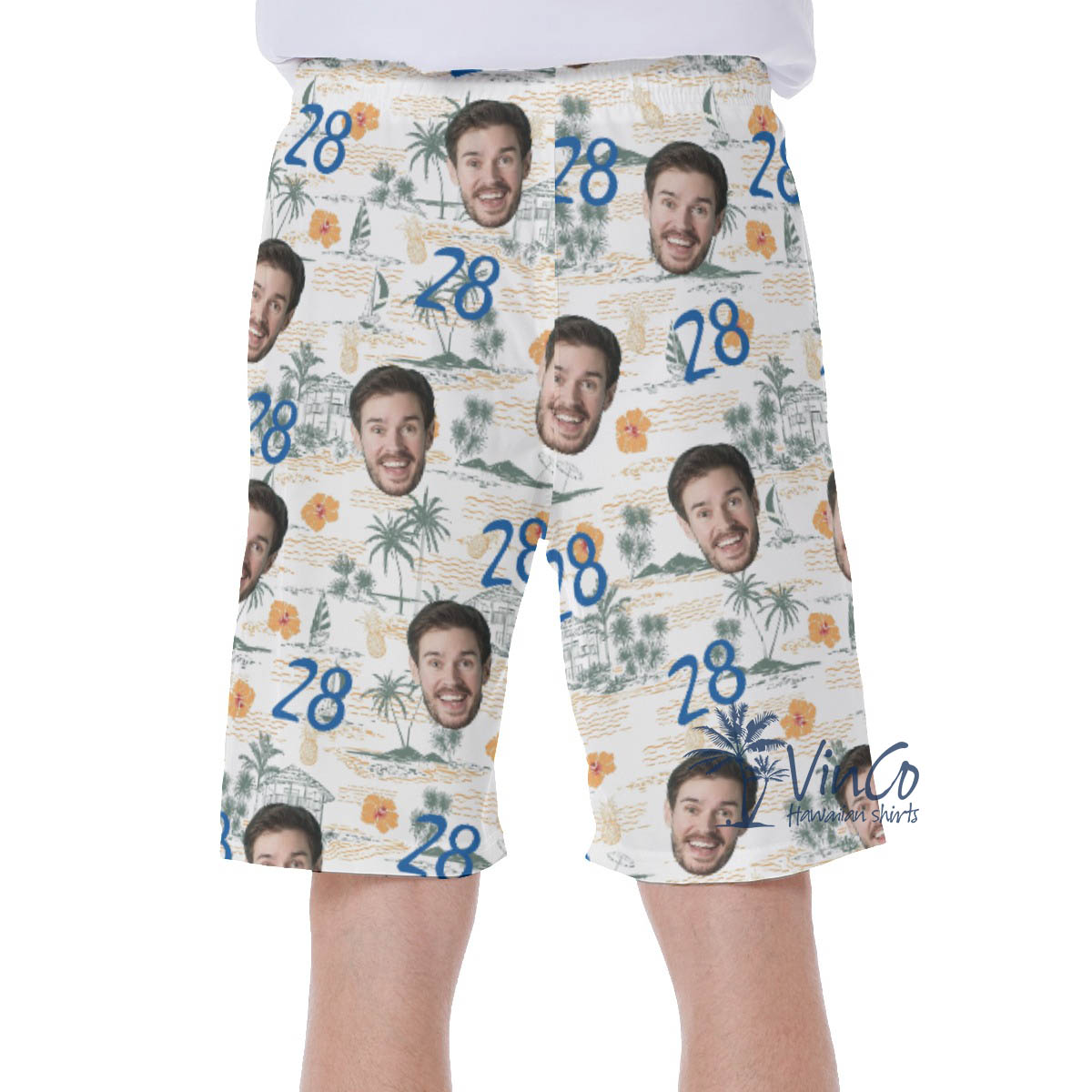 Funny Tropical Birthday Hawaiian Swimwear With Custom Face And Age