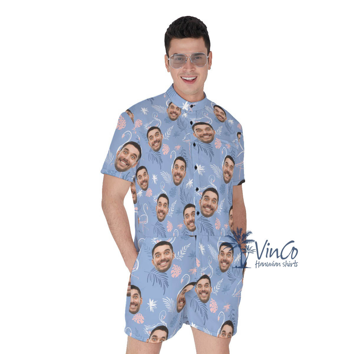 Flamingo Custom Romper With Faces For Men - variant image 1