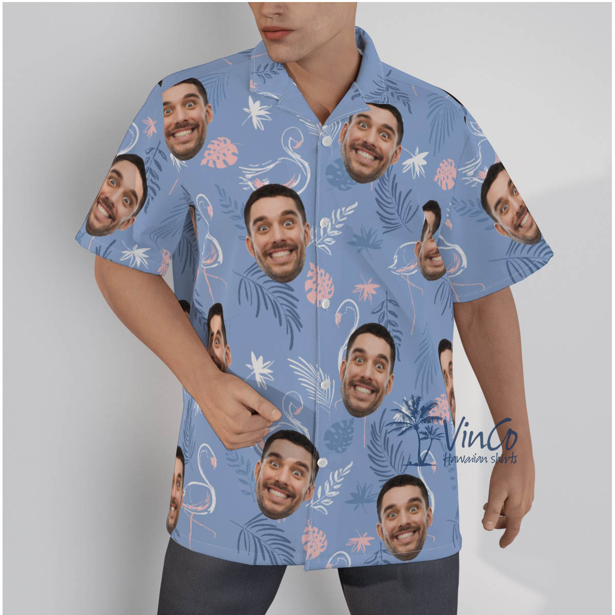 Funny Flamingo Custom Hawaiian Shirt With Faces - variant image 1