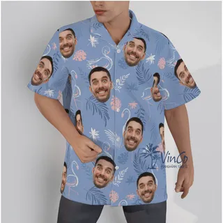 Funny Flamingo Custom Hawaiian Shirt With Faces