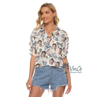 Tropical Island Birthday Hawaiian Crop Top Shirt With Custom Face And Age