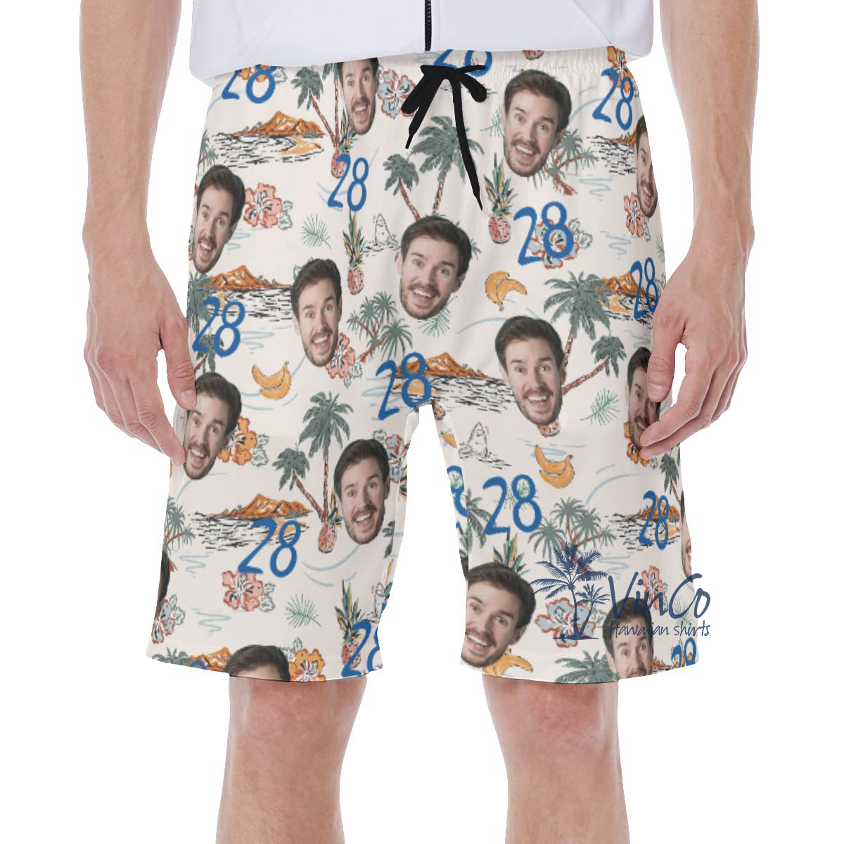 Tropical Island Birthday Hawaiian Swim Trunks With Custom Face - variant image 1